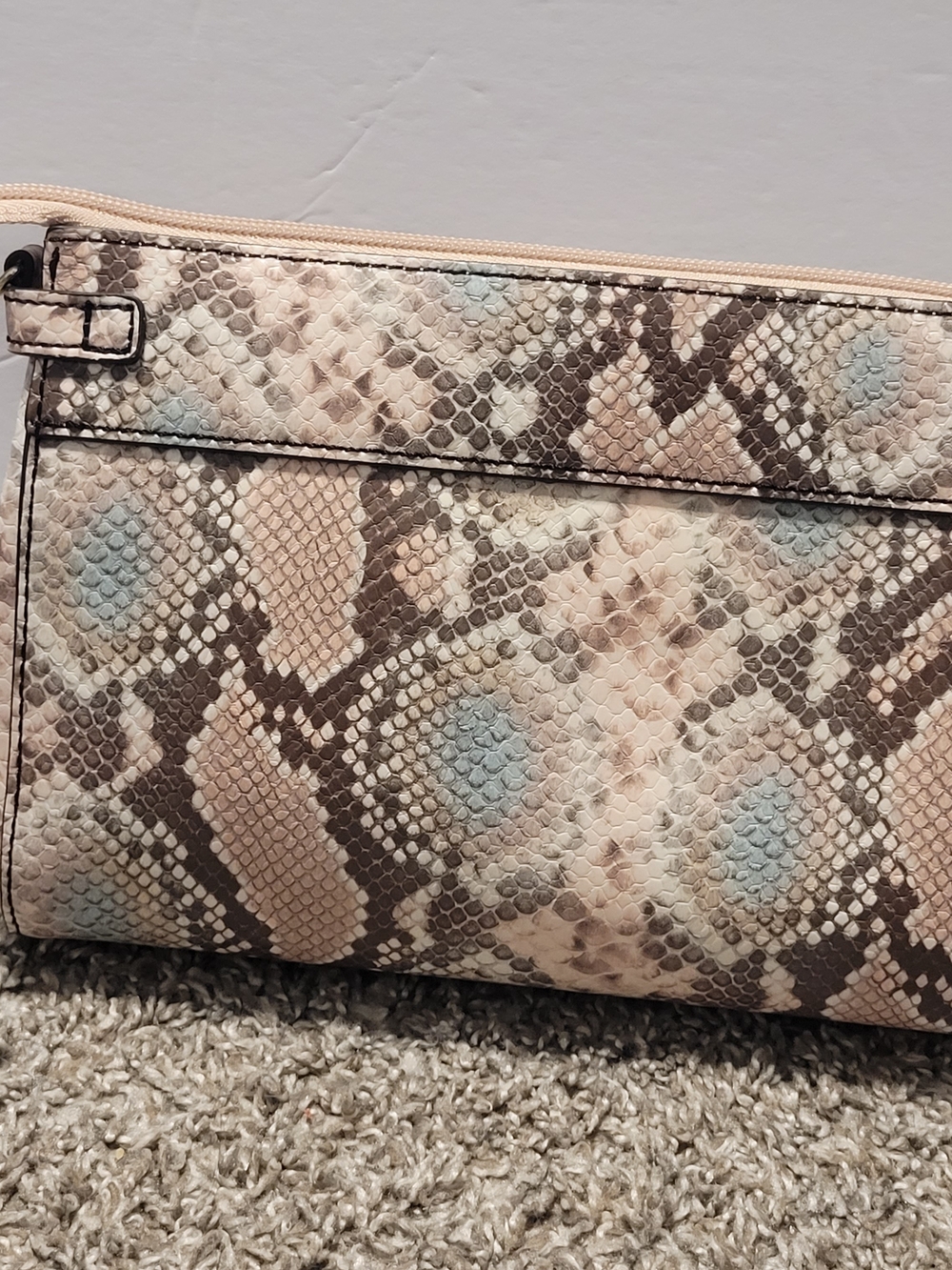 Liz Claiborne Snake-Print Crossbody in Blush, Blue & Brown - Picture 5 of 7